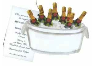 custom die-cut champagne invitation
