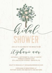 Karen Adams custom bridal shower invitation