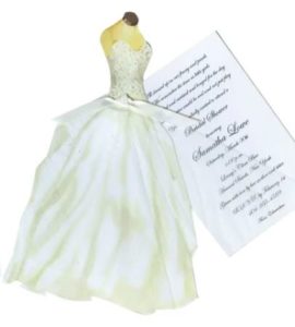 custom die-cut bridal gown shower invitation